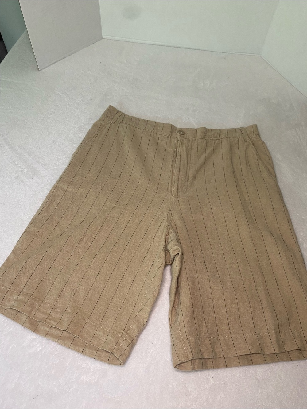 Frank & Oak Linen/Cotton Blend Women’s Beige/Brown Stripes Shorts Sz S